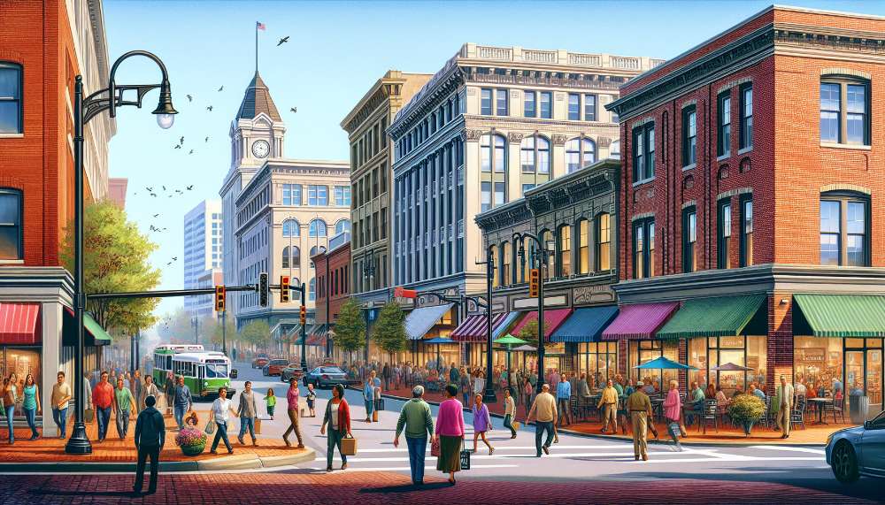 A vibrant street scene in Winston-Salem