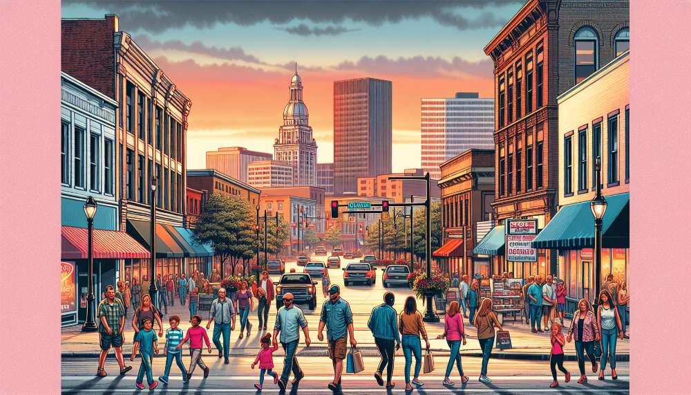 A vibrant street scene in Youngstown