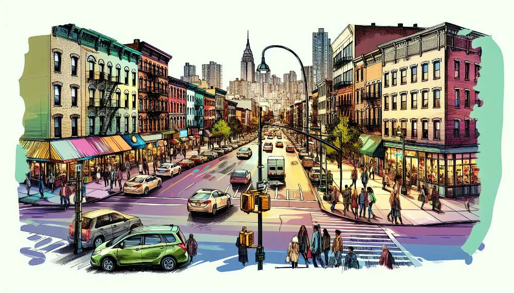 A vibrant street scene in Tudor City