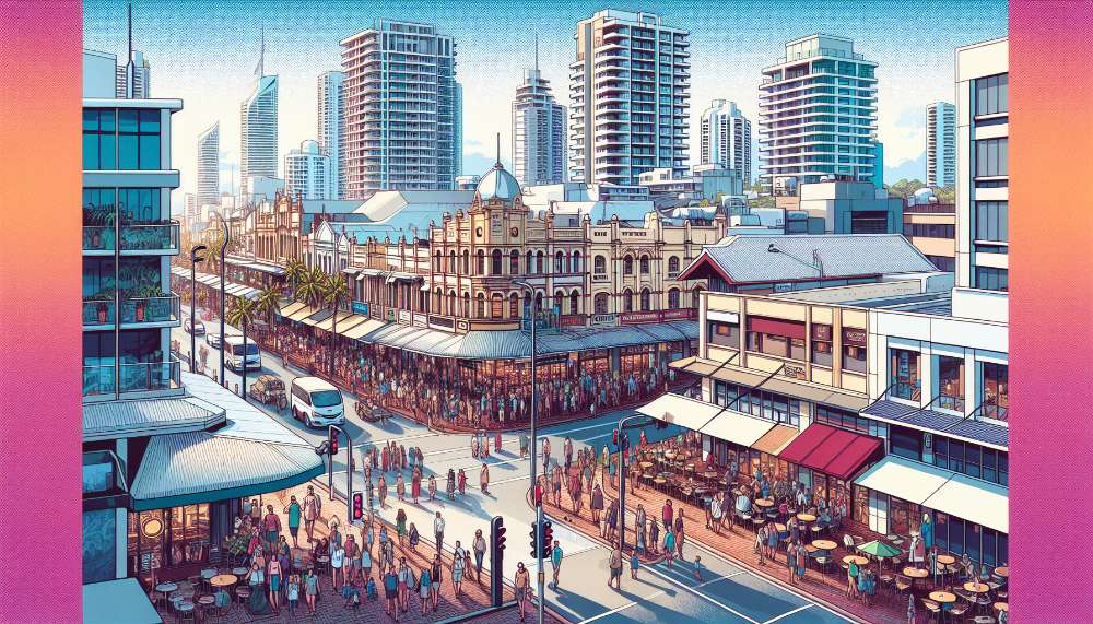 A vibrant street scene in Gold Coast