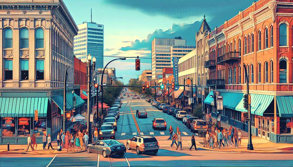 A vibrant street scene in Midtown