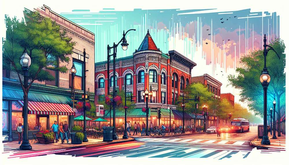 A vibrant street scene in Irving Park