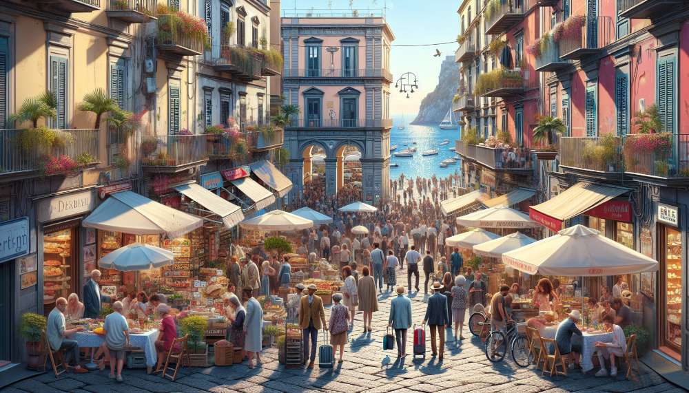 A vibrant street scene in Naples