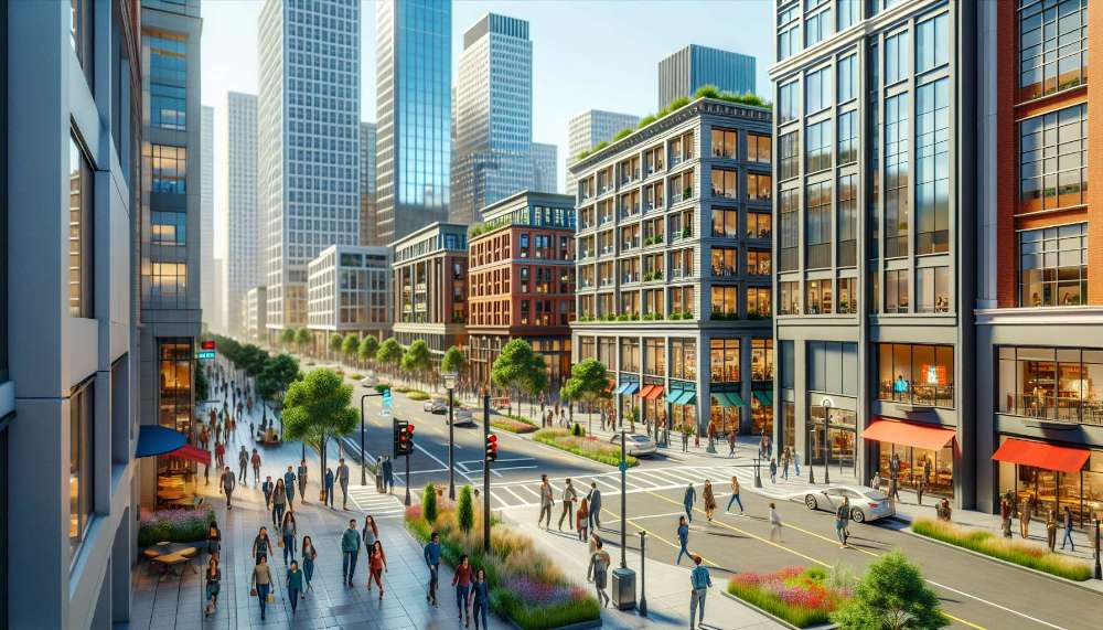 A vibrant street scene in Cupertino