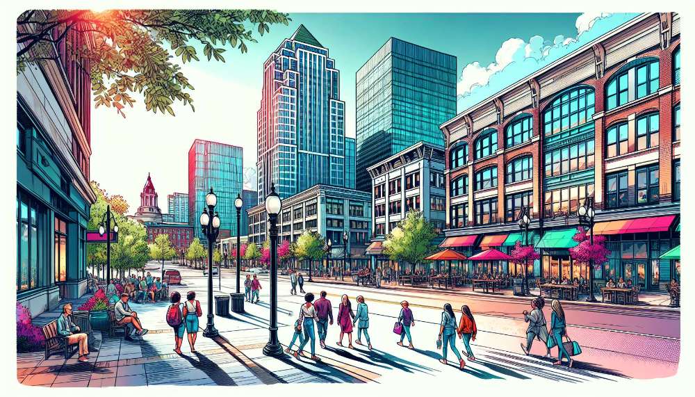 A vibrant street scene in Saint Paul