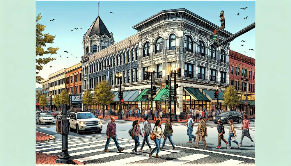 A vibrant street scene in Clarksburg
