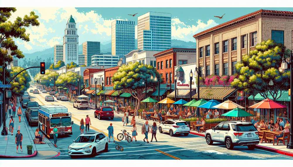 A vibrant street scene in Goleta