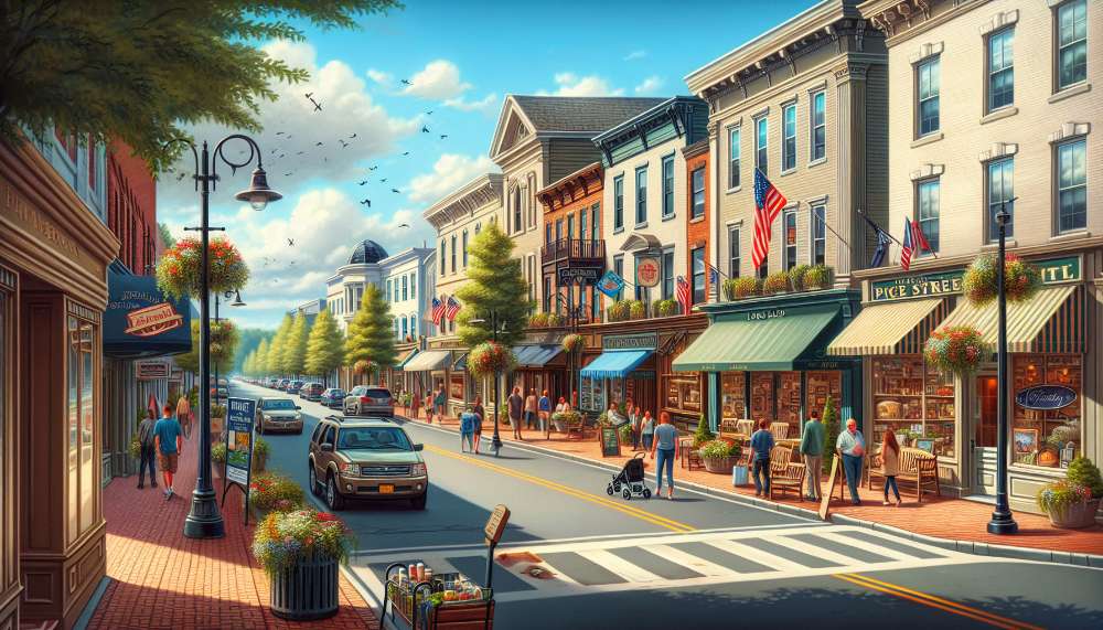 A vibrant street scene in Ridgefield