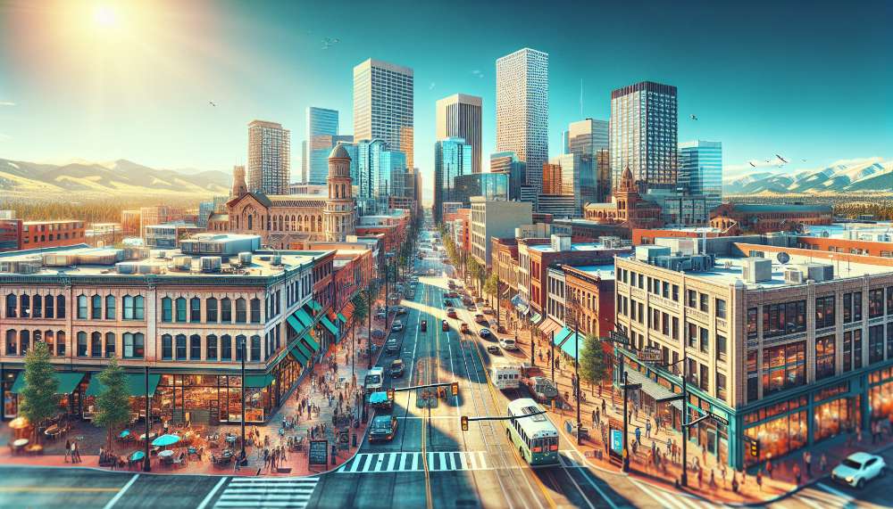 A vibrant street scene in Denver