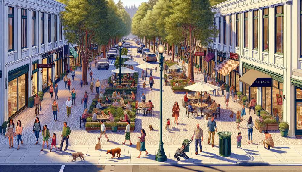 A vibrant street scene in Palo Alto