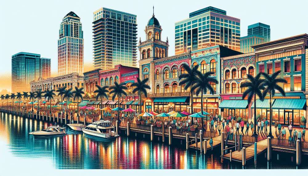 A vibrant street scene in Downtown