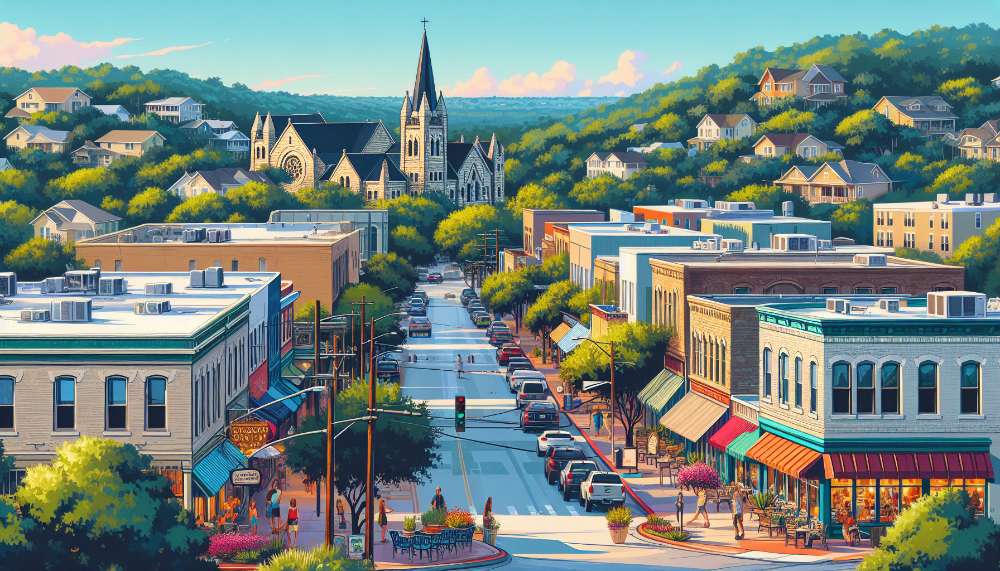 A vibrant street scene in Cedar Park