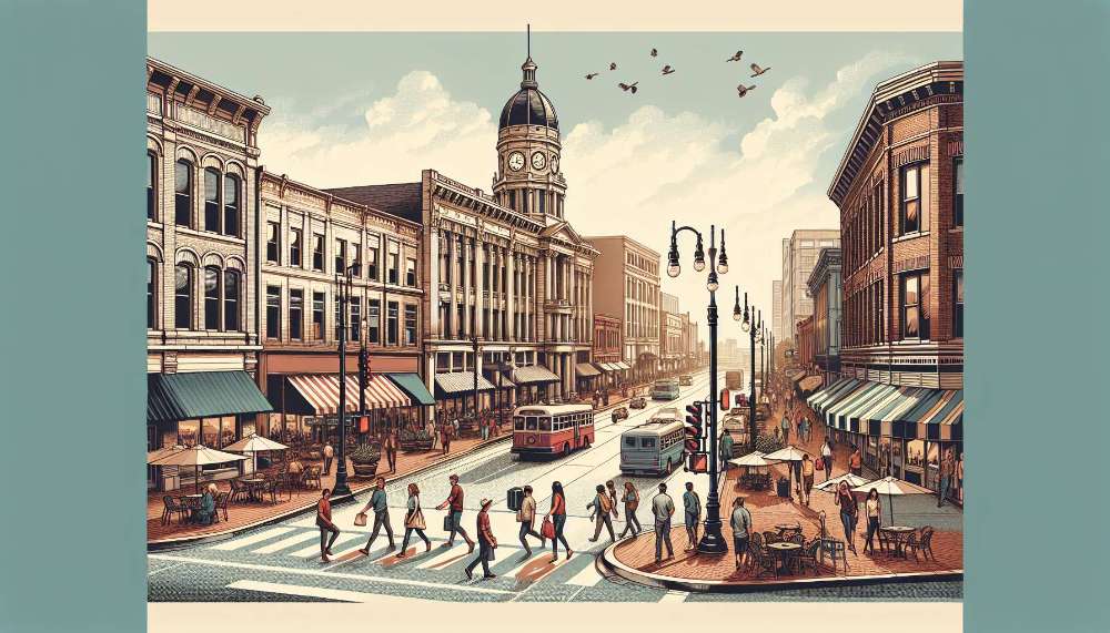 A vibrant street scene in Indiana