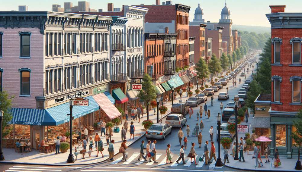 A vibrant street scene in Mount Kisco