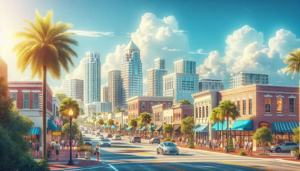 A vibrant street scene in Urban Estates