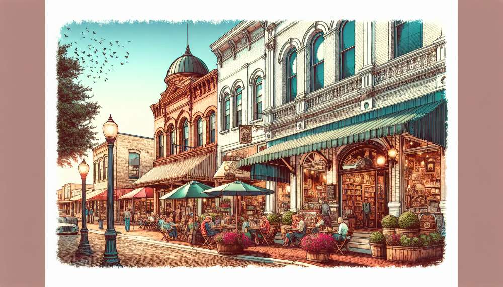 A vibrant street scene in Fredericksburg