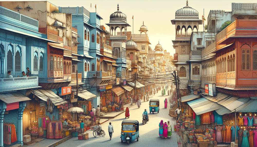 A vibrant street scene in Jaipur