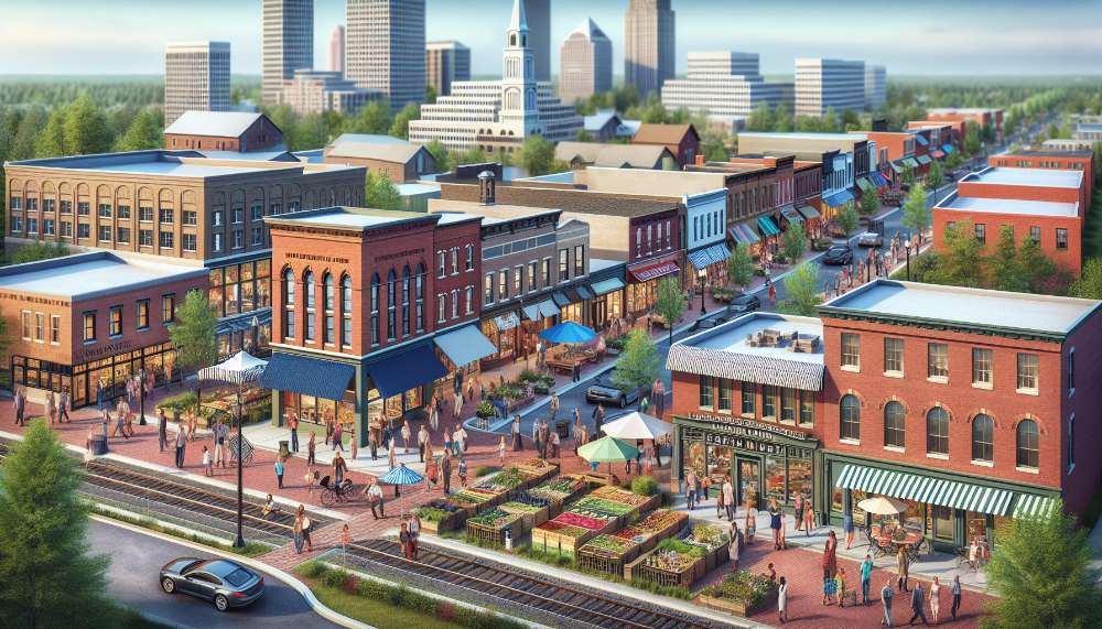 A vibrant street scene in Cleveland Heights