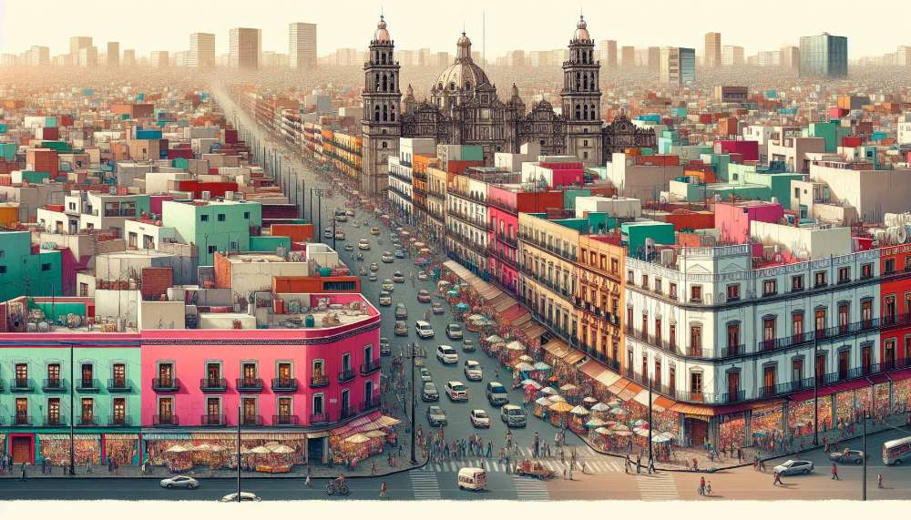 A vibrant street scene in Narvarte Oriente