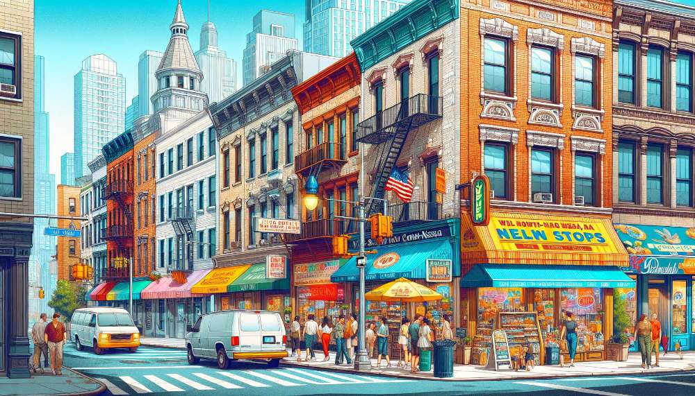 A vibrant street scene in Long Island