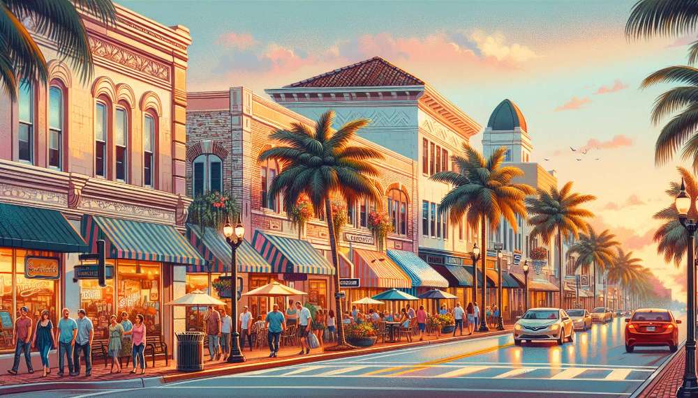 A vibrant street scene in Davie