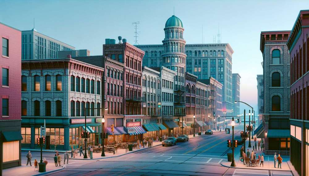 A vibrant street scene in Michigan