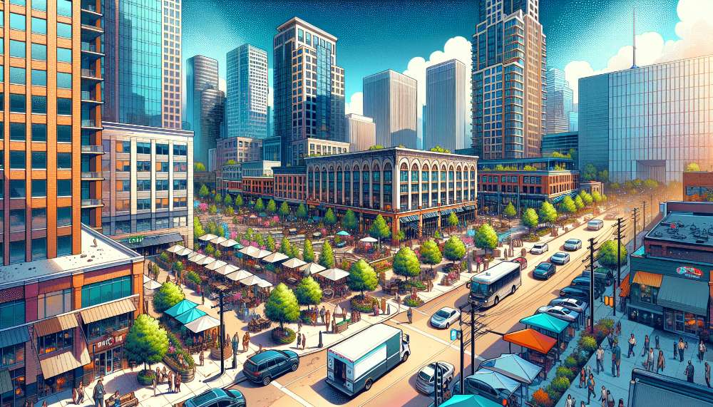 A vibrant street scene in Westside