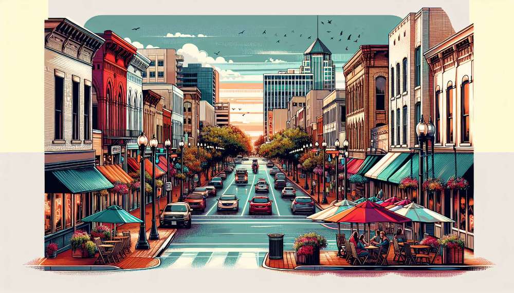 A vibrant street scene in West Arlington