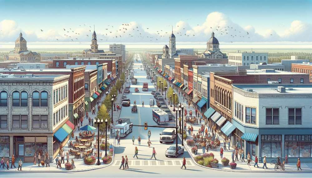 A vibrant street scene in North Dakota