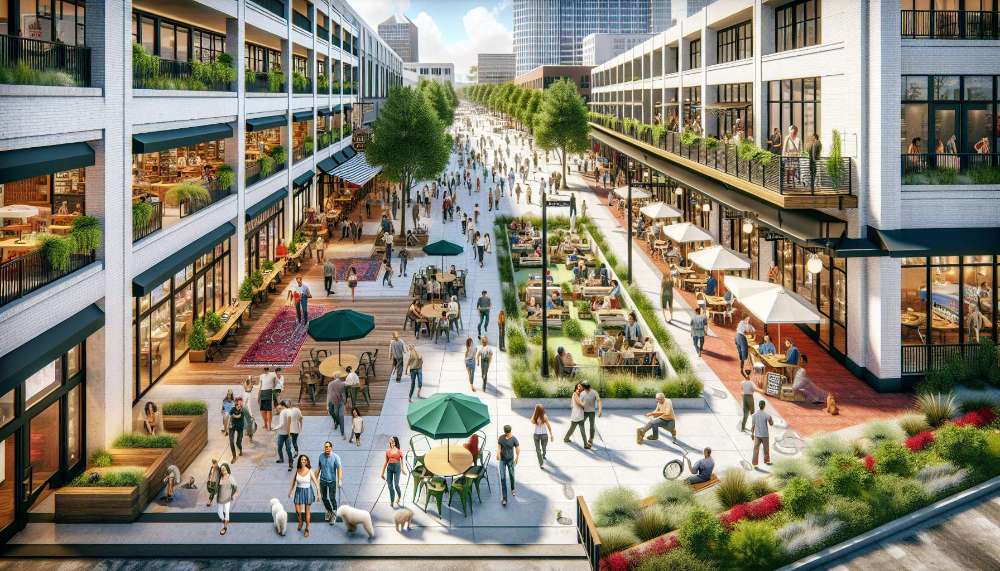 A vibrant street scene in Rice Military