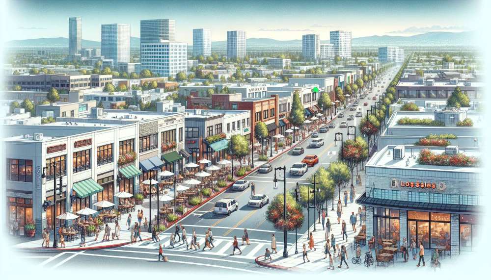 A vibrant street scene in Irvine