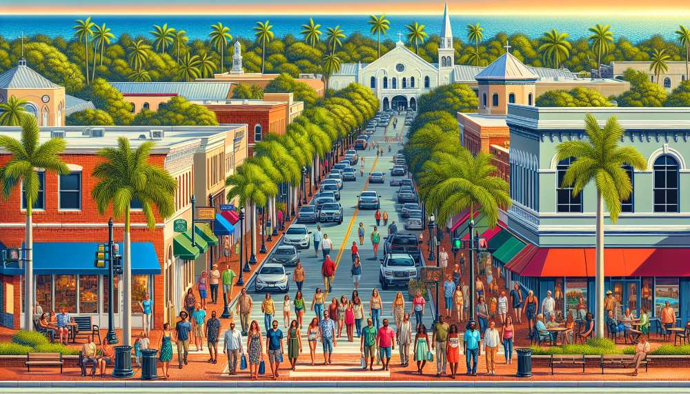A vibrant street scene in Fort Myers
