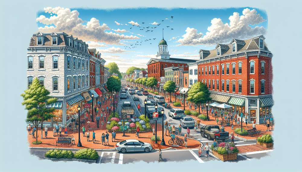 A vibrant street scene in Exton