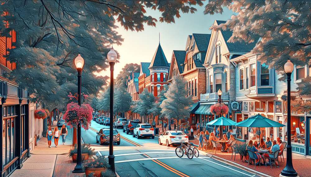 A vibrant street scene in Glen Ellyn