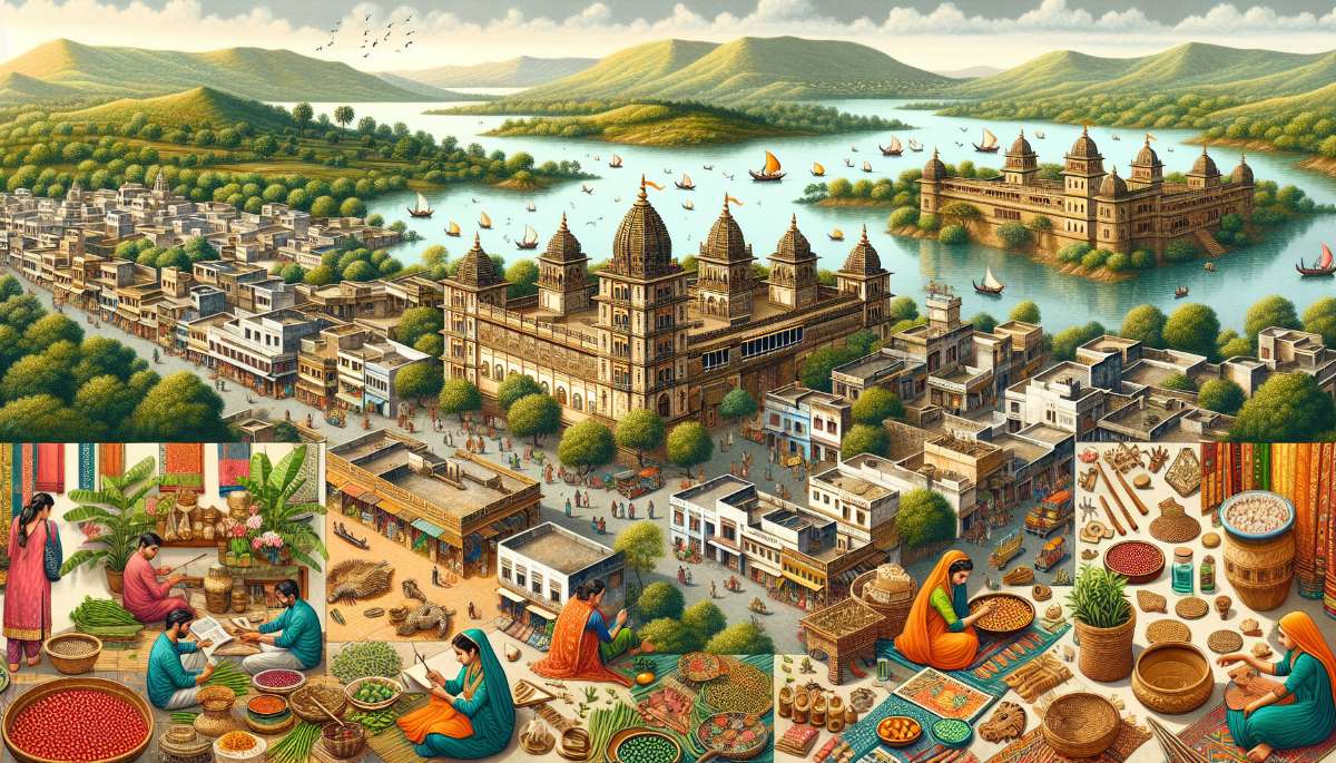 A vibrant street scene in Sawantwadi