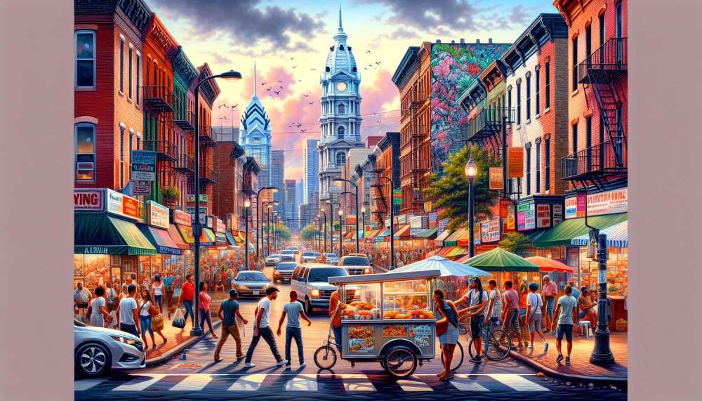 A vibrant street scene in North Philadelphia