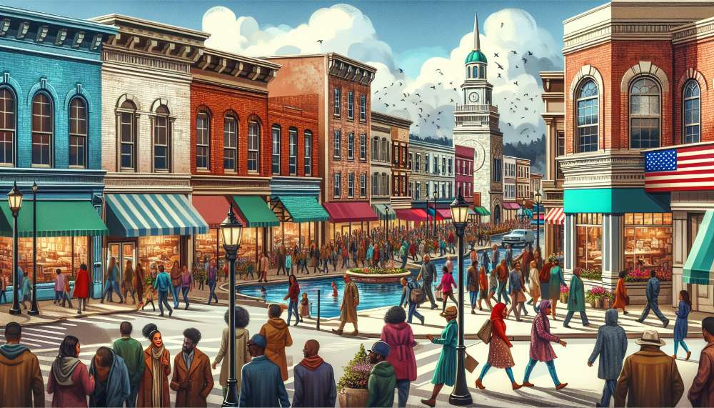 A vibrant street scene in Edgewater