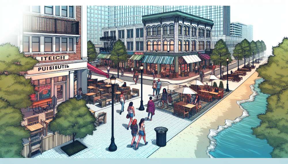 A vibrant street scene in Lawton Beach