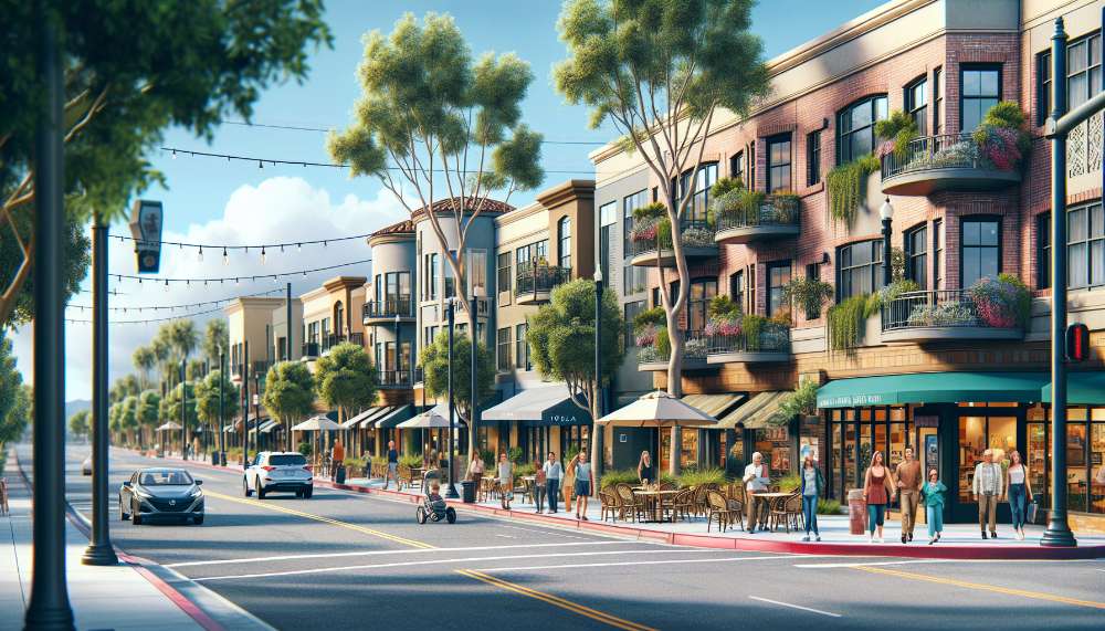 A vibrant street scene in Yorba Linda