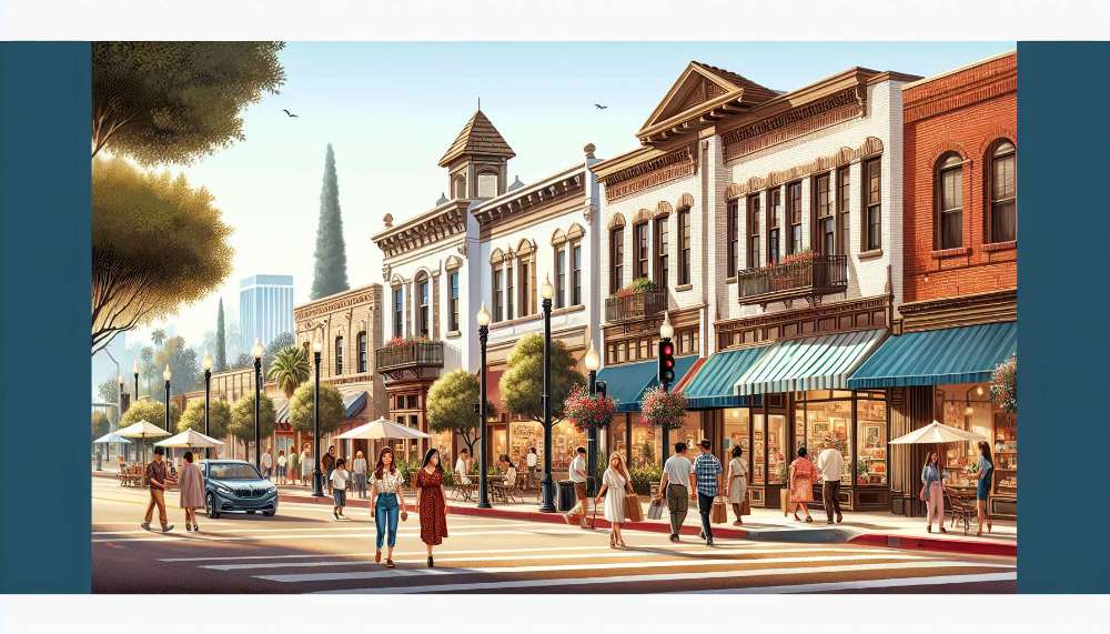 A vibrant street scene in Whittier