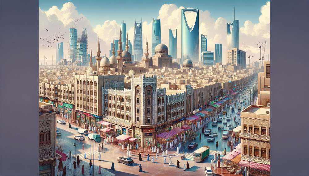 A vibrant street scene in Riyadh