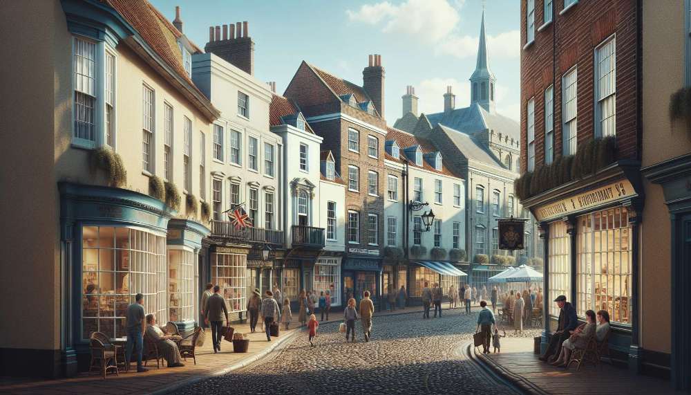 A vibrant street scene in Suffolk