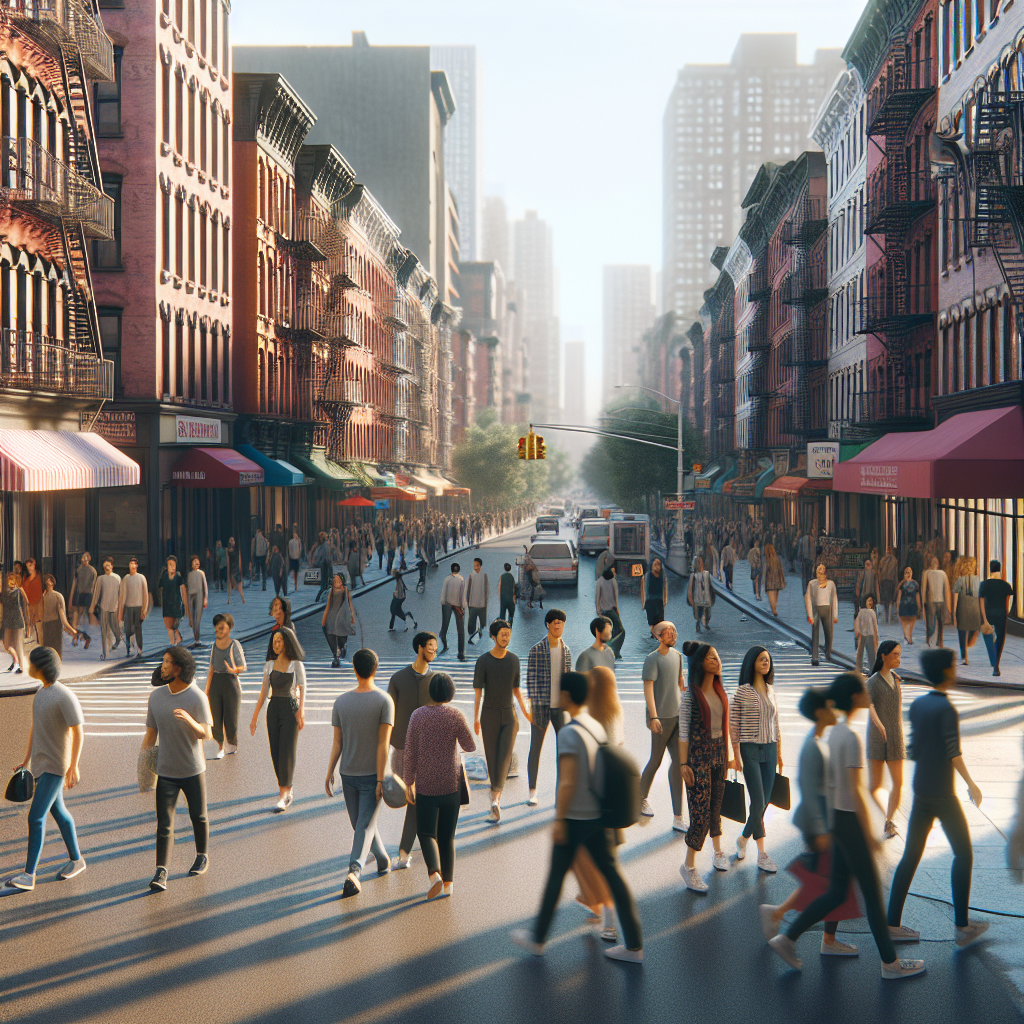 A vibrant street scene in Lower East Side
