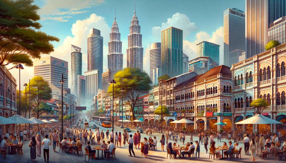A vibrant street scene in Kuala Lumpur