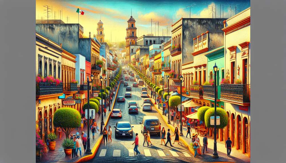 A vibrant street scene in Juriquilla