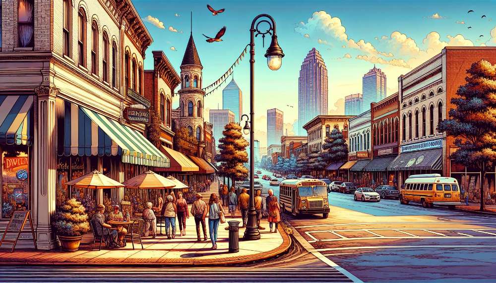 A vibrant street scene in Acworth