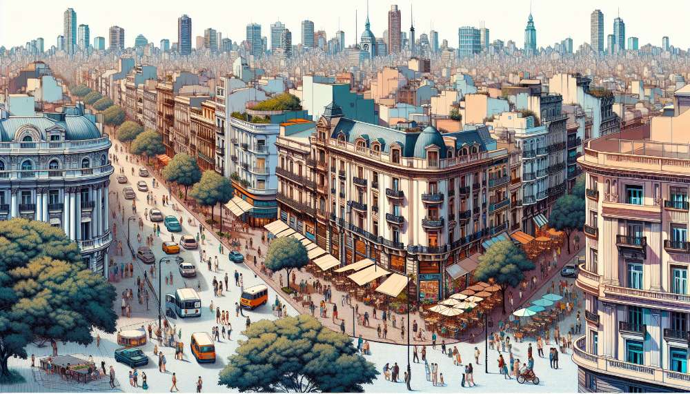 A vibrant street scene in Buenos Aires