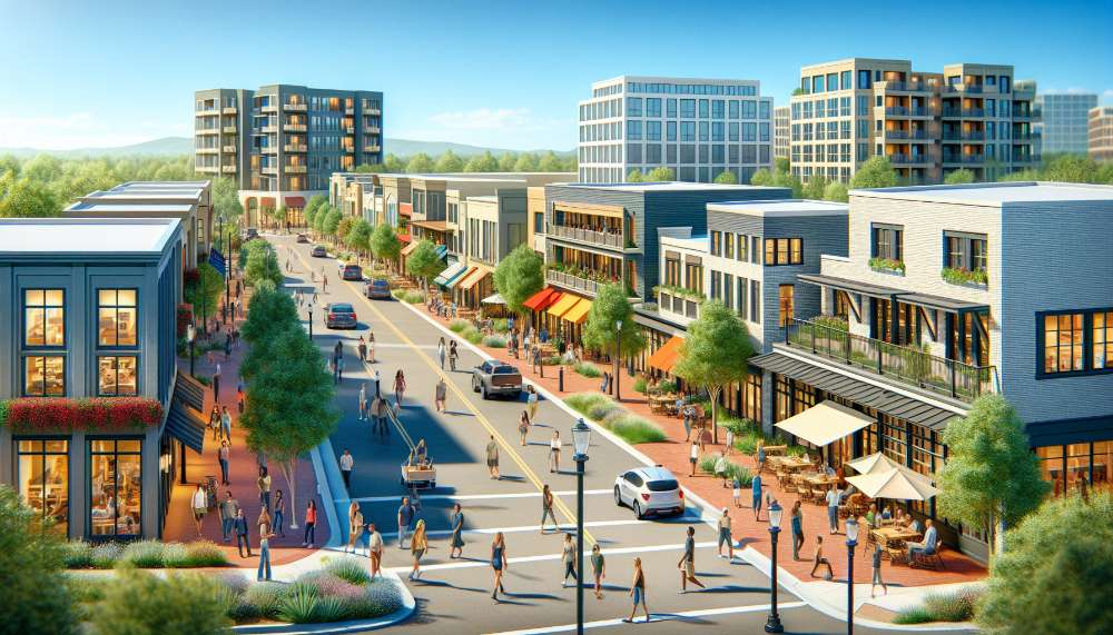 A vibrant street scene in Rhodes Ranch