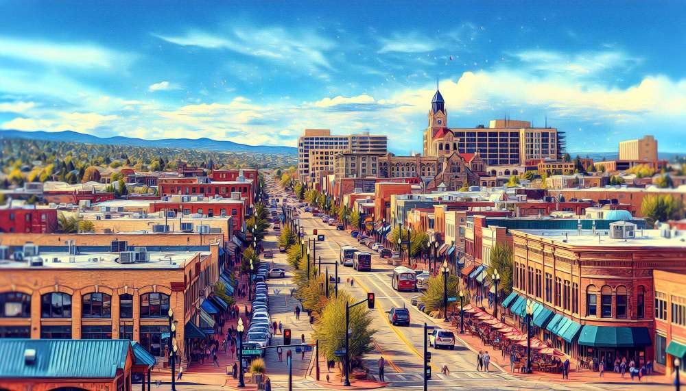 A vibrant street scene in East Colorado Springs