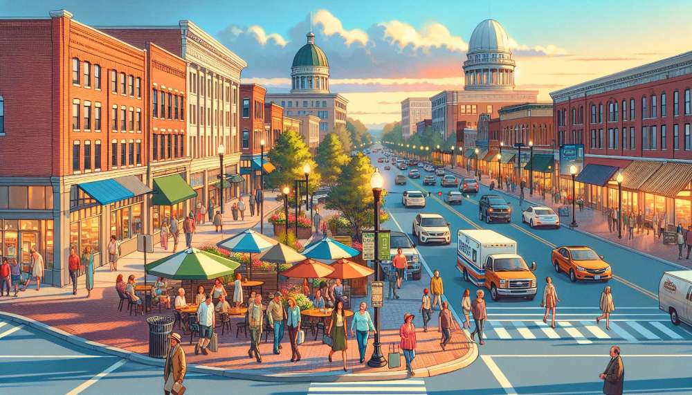 A vibrant street scene in Arkansas